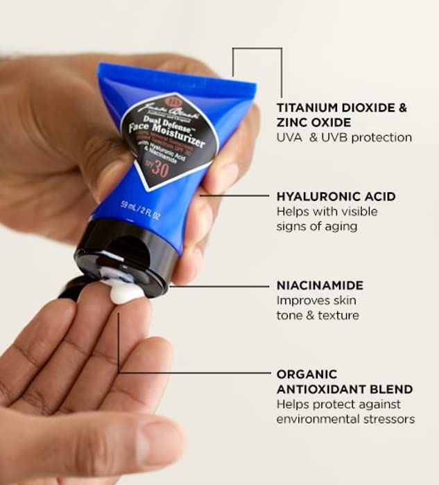 Jack Black Dual Defense™ Face Moisturizer with SPF 30, a broad-spectrum mineral sunscreen and hydrating facial moisturizer from Elefair.