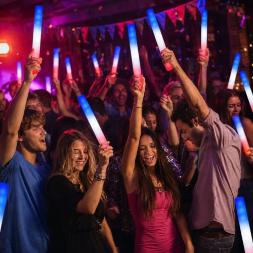 46 PCS 4th of July Foam Glow Stick Pack, Red White Blue Glow - Product Imagery