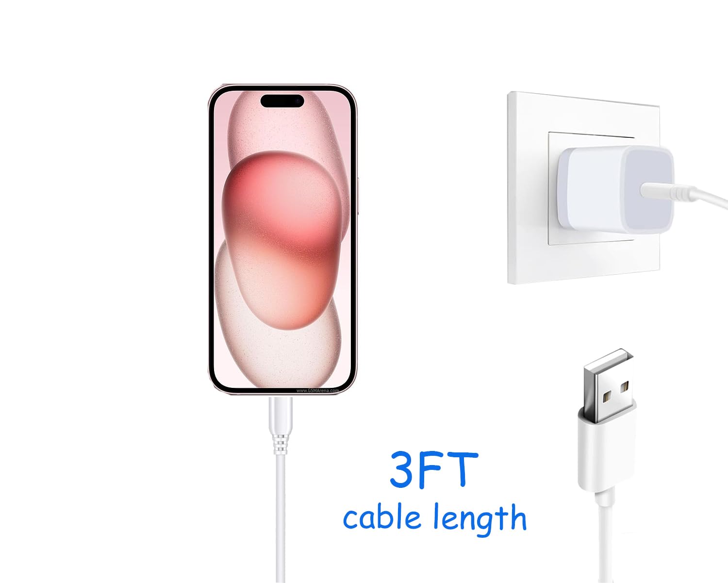 LIAUBN CarPlay cable for iPhone 17, 15, 16, iPad Air, Mini 6th Gen, USB A to USB C, for car charging and data transfer.