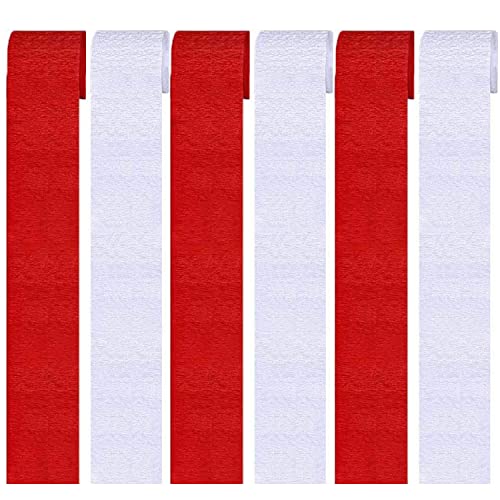 Red and White Crepe Paper Streamers Party Streamer Decorations - - Product Imagery