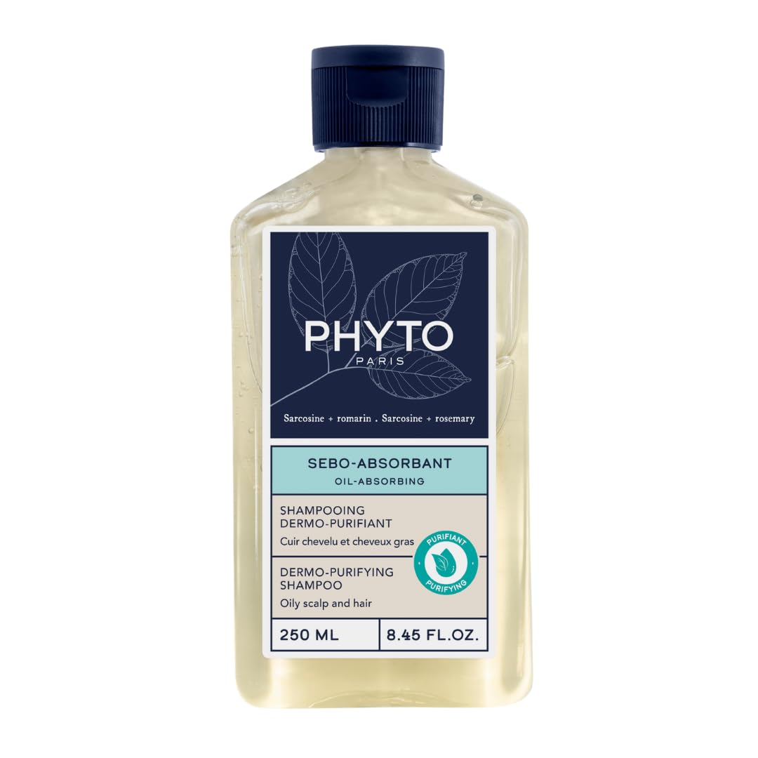 PHYTO Scalp Solutions Oil Absorbing Shampoo - Clarifying & Purifying for Oily Scalp, Removes Buildup & Excess Sebum - Silicone-Free, Refreshing Formula - 8.45 fl oz