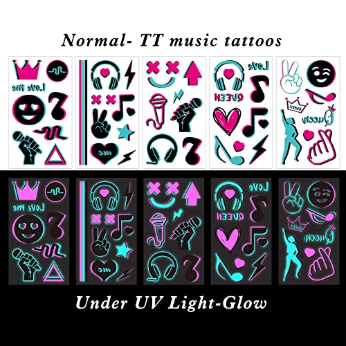 Konsait 10 Sheets Glow in the Dark Tattoos for Kids Adults - - Product Imagery