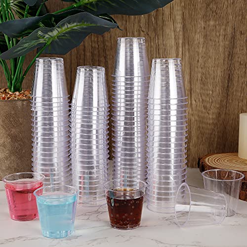 Zcaukya 100 Shot Glasses, 1oz Clear Plastic Disposable Hard - Product Imagery