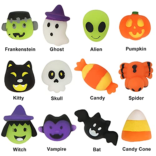 JOYIN 36 Pcs Halloween Mochi Squishy Toy in Blind Bags with 12 - Product Imagery