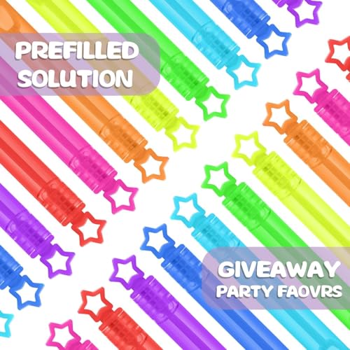 32 Pcs 8 Colors Neon Mini Star Bubble Wand, Party Favors for Kids - Product Imagery