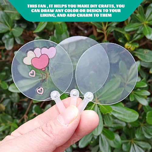 Plastic Round Handheld Fans, 100Pcs Blank Pocket Fans, Clear - Product Imagery