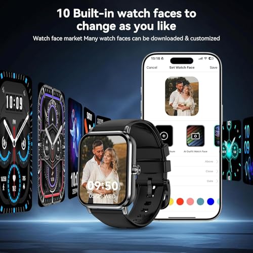 Smart Watch for Men Women, 1.83" HD Touchscreen Fitness Tracker, - Product Imagery
