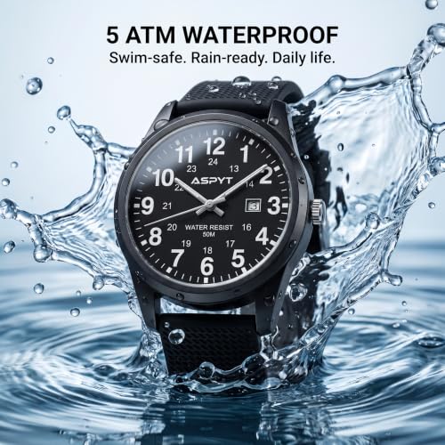 Men Black Watch, Military Analog Quartz Watch for Men, Ultra - Product Imagery