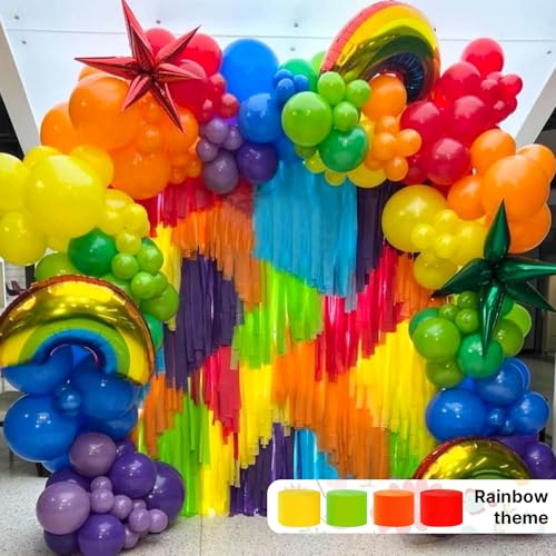 PartyWoo Rainbow Crepe Paper Streamers 8pcs 656 FT Rainbow - Product Imagery