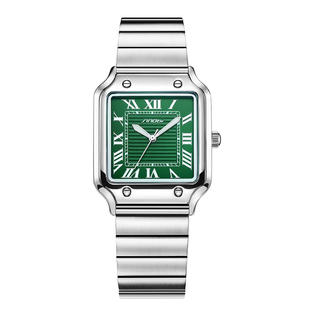SINOBI Classic Square Watches for Men with Roman Numerals - Product Imagery