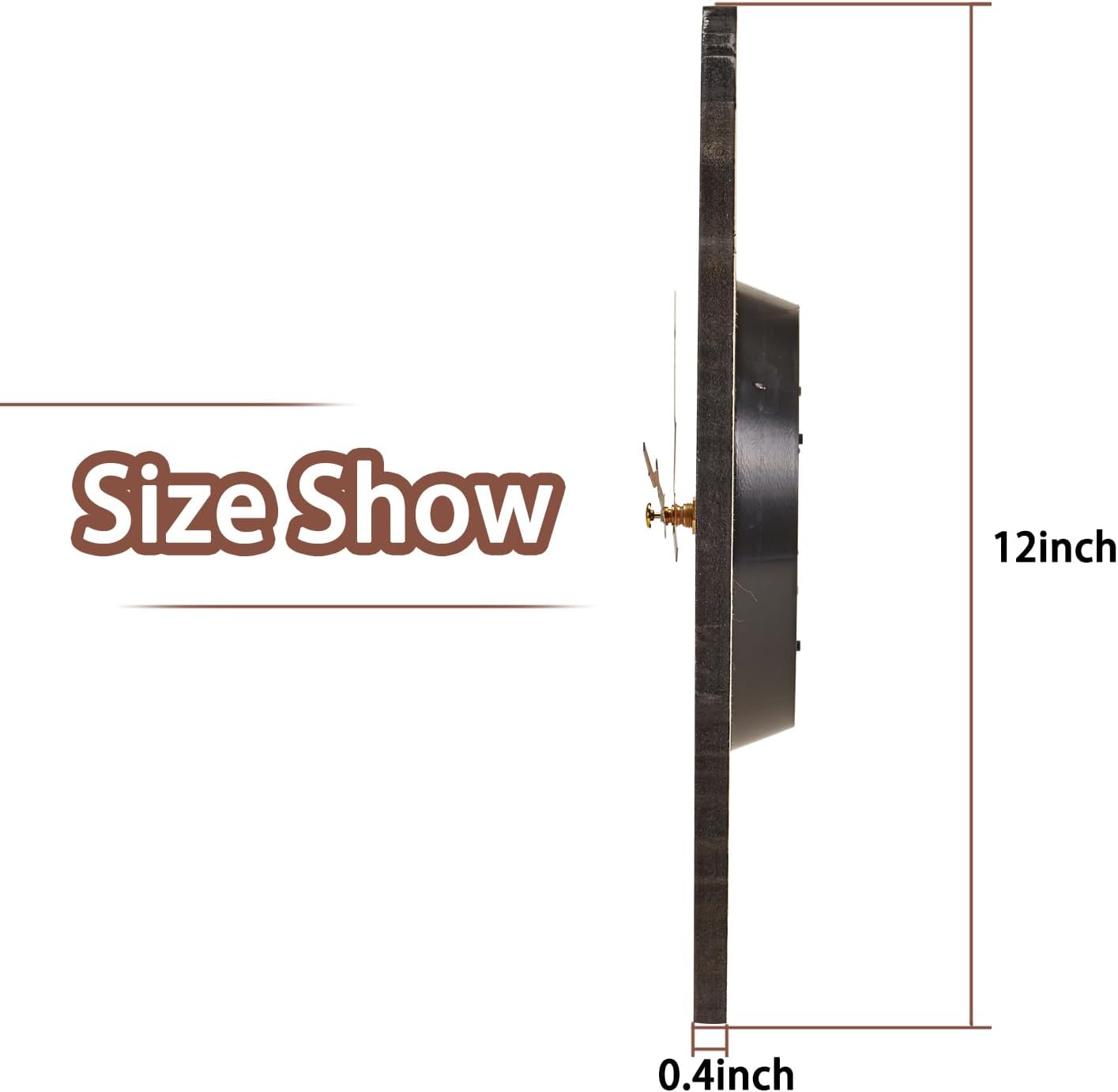 Rustic 12-inch wooden wall clock by YRUDMBIN with silent operation, battery-powered home decor for bathroom and living spaces.
