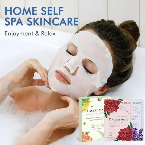 24 Pack Sheet Face Masks Skincare for Women, Hydrating Collagen - Product Imagery