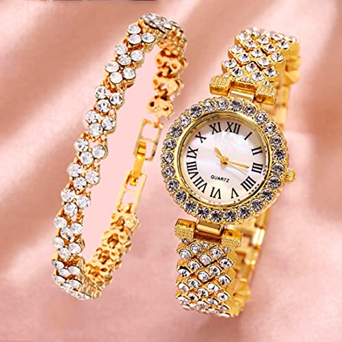 Women Diamond Watchs Luxury Fashion Ladies Bangle Bracelet Set - Product Imagery