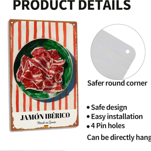 Vintage Spanish Jamón Ibérico Food Print - 8x12 Inch Aluminum - Product Imagery