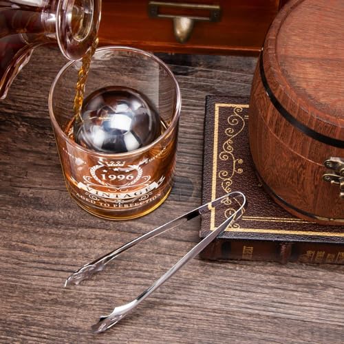 LIGHTEN LIFE 30th Birthday Gifts for Men,1996 Whiskey Glass Set - Product Imagery