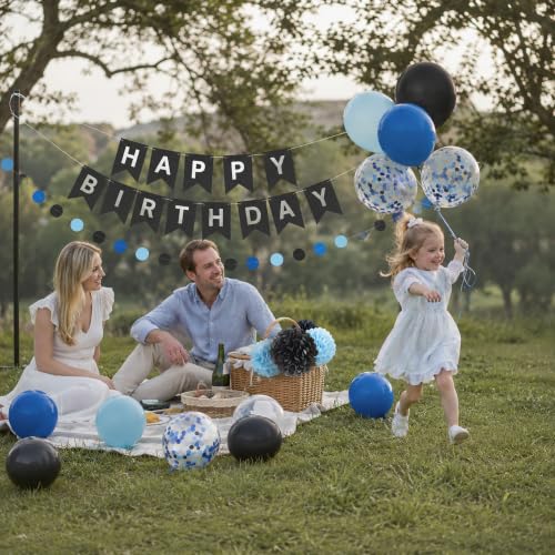 ANSOMO Blue and Black Happy Birthday Party Decorations for Boys - Product Imagery