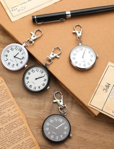 4Pcs Pocket Watch Keychain, Small Quartz Pocket Watches for - Product Imagery