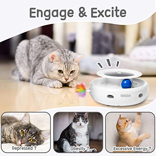 ORSDA 2in1 Interactive Toys for Indoor Cats, Timer Auto On/Off, - Product Imagery
