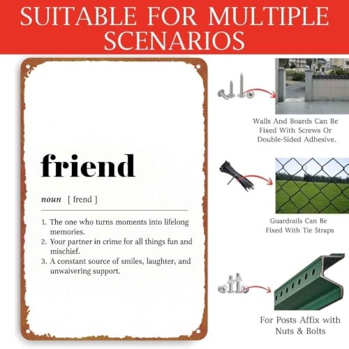 8x12 Inch Aluminum Friend Definition Wall Art Print, Vintage - Product Imagery