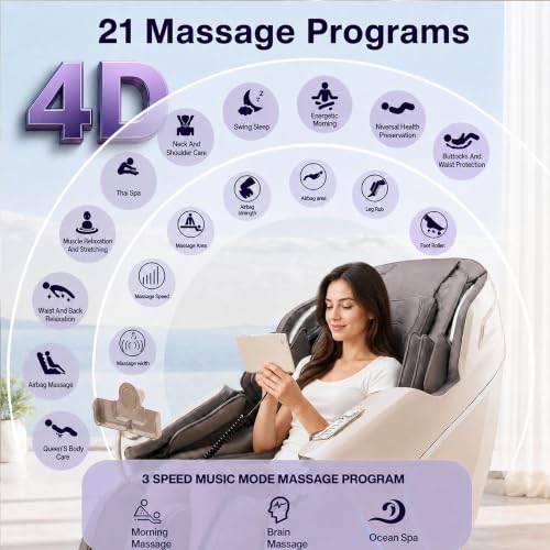 4D Zero Gravity Massage Chair, No Assembly Heavy Duty SL Track - Product Imagery