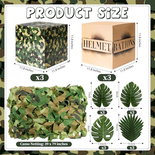 19 Pcs Camo Boxes Decor Army Party Decorations for Jungle Camo - Product Imagery