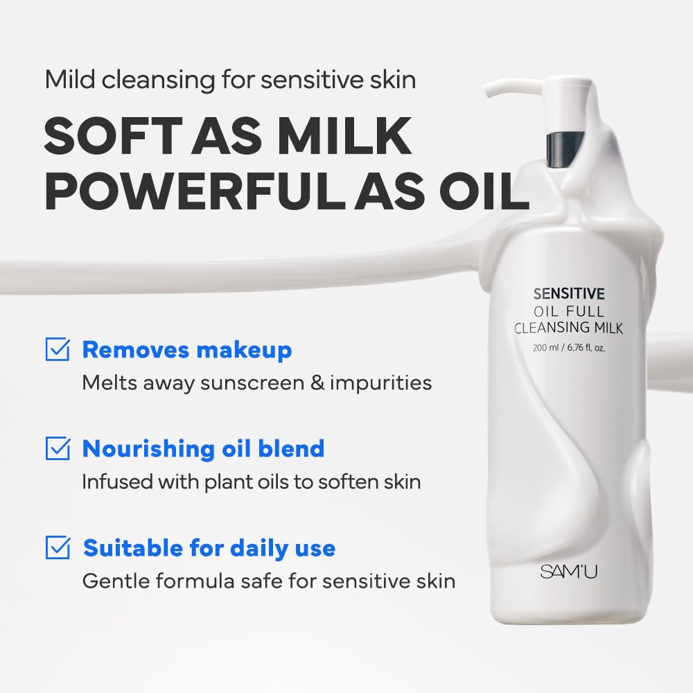 SAM U Full Cleansing Milk Sensitive Oil 6 8 fl oz Cleansing - SAM'U Official Imagery - 3