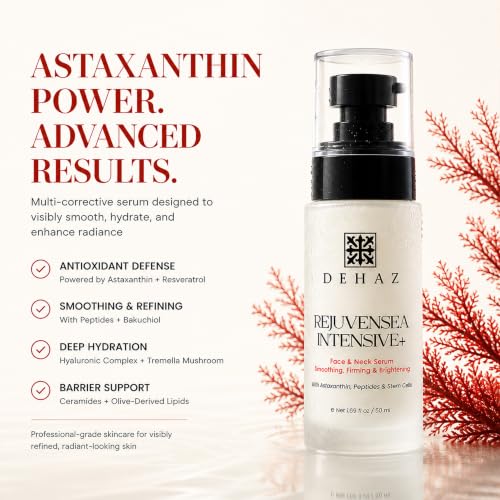 DEHAZ RejuvenSea Face & Neck Serum - Astaxanthin & Peptides - - Product Imagery