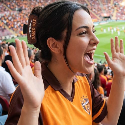 Game Day Hair Clip For Women Brown Glitter Hair Claw for Sports - Product Imagery