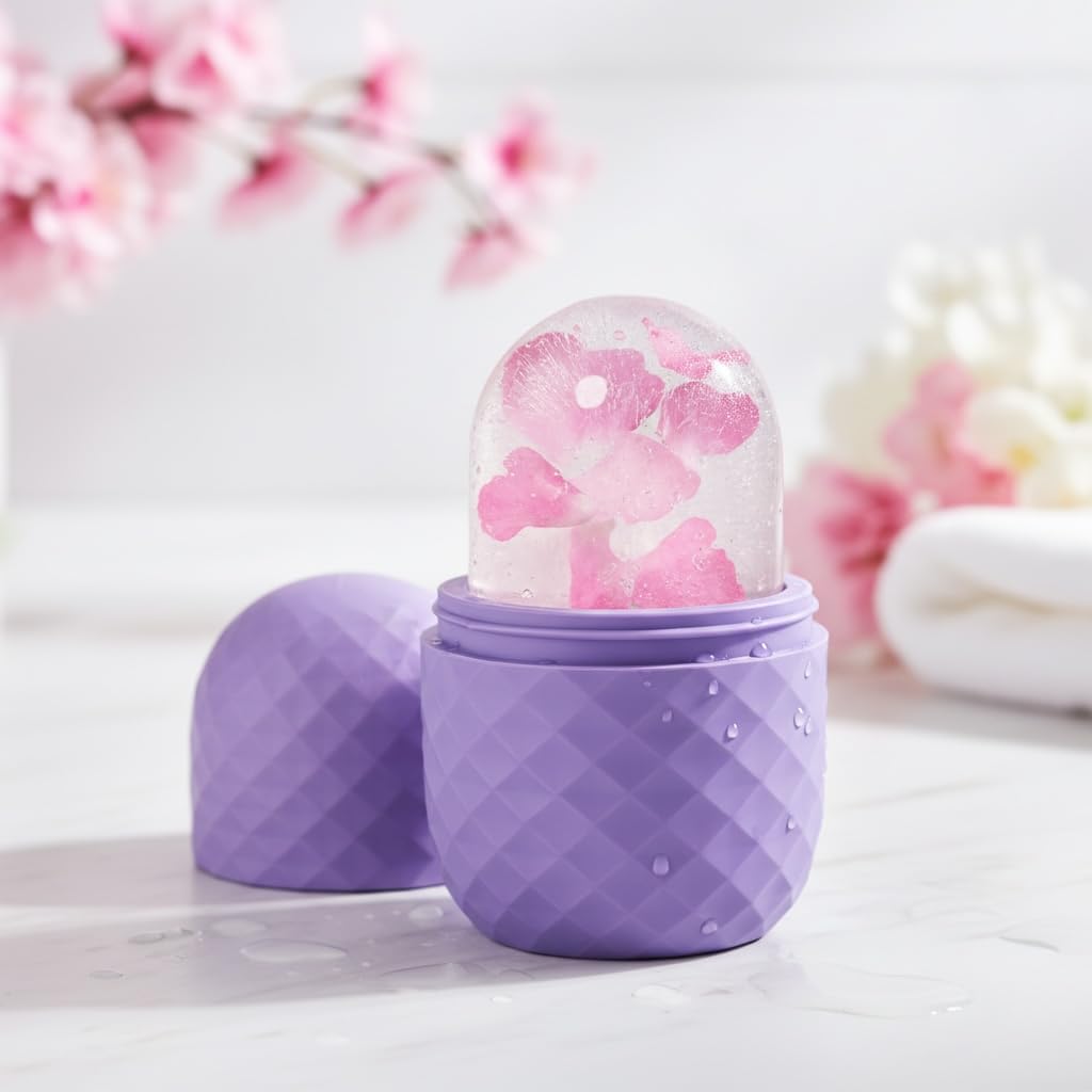 Silicone ice roller face for cooling and depuffing, beauty DIY tool, lightweight and reusable for skincare routine.
