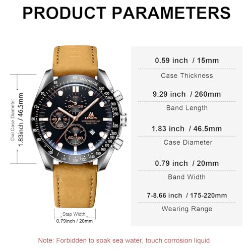 LN LENQIN Mens Watches Leather Watch Luminous Analog Quartz - Product Imagery