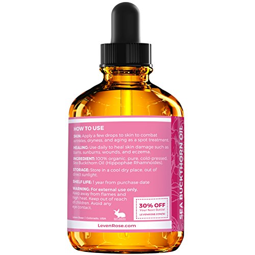 Leven Rose Sea Buckthorn Seed Oil, 100% Pure Unrefined Cold - Product Imagery