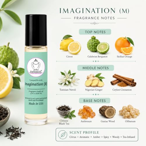 Imagination (M) Fresh Citrus & Woody Amber Fragrance Body Oil - Product Imagery