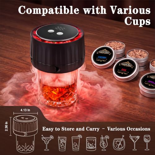 Electric Whiskey Smoker Kit with 6 Wood Chips - Whisky Gifts for - Product Imagery