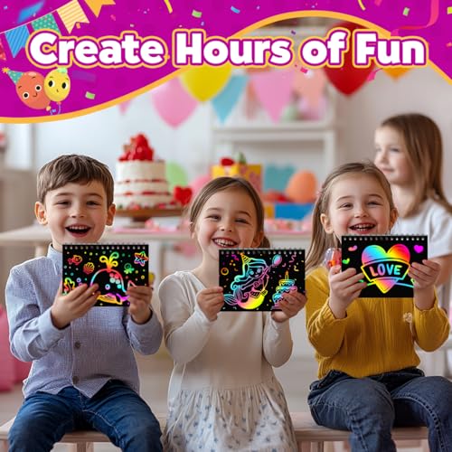 Party Favors for Kids 4-8-12: 24 Pack Scratch Rainbow Art Crafts - Product Imagery