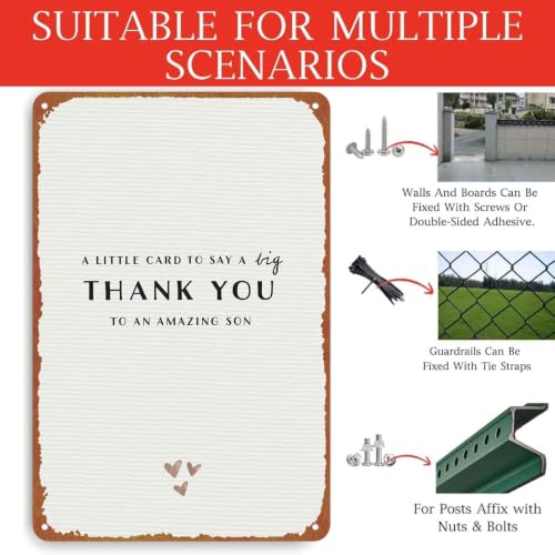 8x12 Inch Aluminum Metal Sign, Thank You Gift For Amazing Son, - Product Imagery