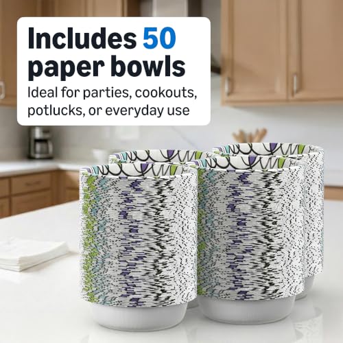 Amazon Basics Ultra Disposable Paper Bowls, 20 Oz, Microwave - Product Imagery