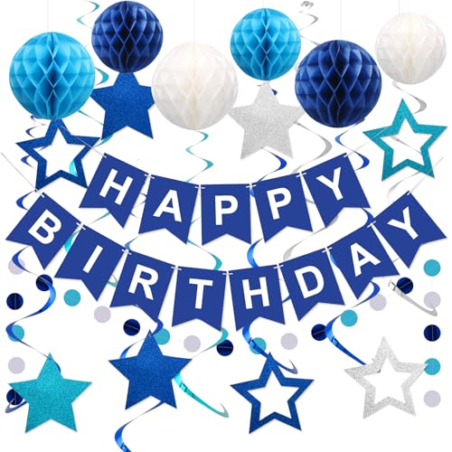Birthday Decorations Happy Birthday Banner with Honeycomb Balls - Product Imagery