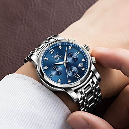 OLEVS Men's Stainless Steel Chronograph Watch, Big Face Gold - Product Imagery