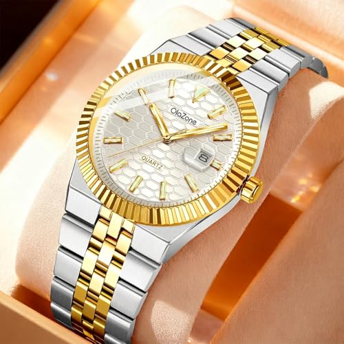 OLAZONE Mens Watches Men’s Quartz Analog Watch Stainless Steel - Product Imagery
