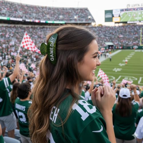 Game Day Hair Clips for Women Modern large Sport Claw Clip Green - Product Imagery