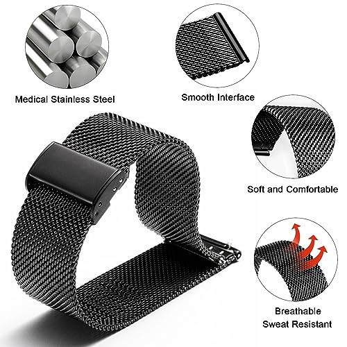 TStrap Mesh Watch Band Metal - Black Quick Release Watch Bands - Product Imagery