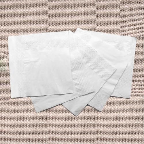 200 Count Napkins 2 Ply Plain White Beverage Napkins Disposable - Product Imagery