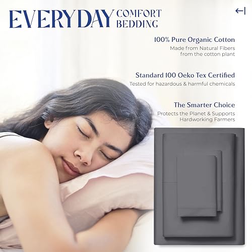 Mayfair Linen 100% Organic Cotton Sheets Queen Size - 4 PC - Product Imagery