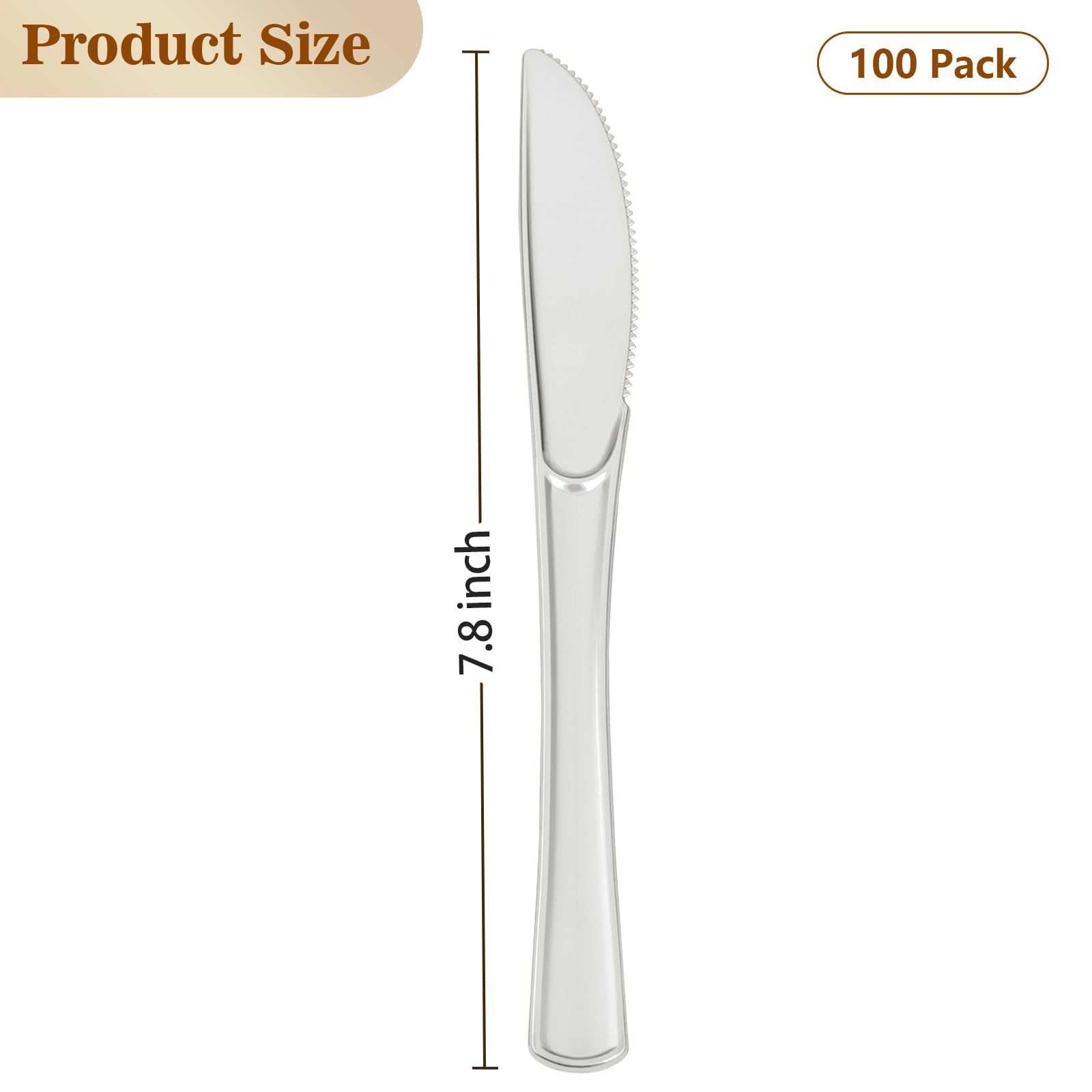 BESTVIP 100 Count Silver Disposable Plastic Knives, Look Like Rea - BESTVIP Official Product View 3