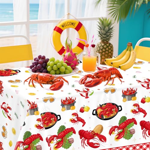 4 Pack Crawfish Boil Party Tablecloth, 51 x 86 Inches - Product Imagery