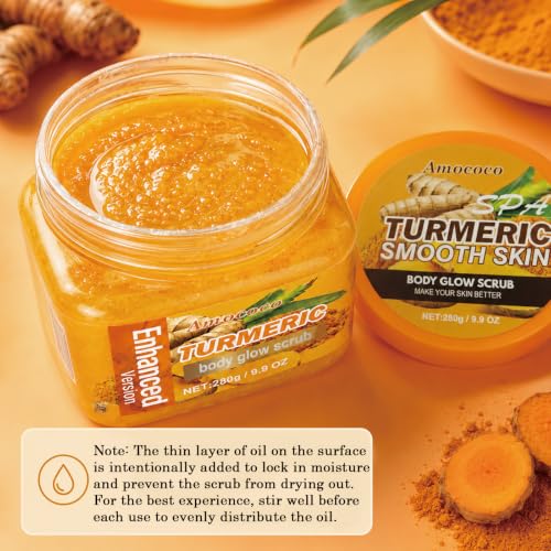 Amococo Turmeric Body Scrub, Botanical Skin Cleanser for - Product Imagery