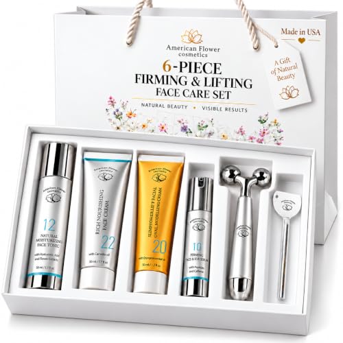 6 Piece Anti Aging Skincare Set Firming Face Care Gift Set - AMERICAN FLOWER COSMETICS Official Imagery - 1