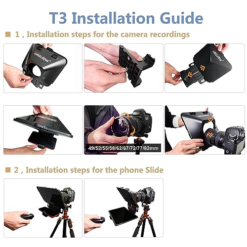 Desview T3 Portable Teleprompter for Camera & Smartphone, Tablet - Product Imagery