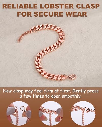 Copper Bracelet for Men & Women, 99.9% Pure Copper Cuban Link - Product Imagery