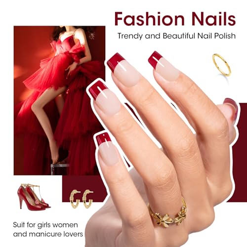 GELLEN Dark Red Nail Polish Set Fall Winter, No Light Needed, - Product Imagery